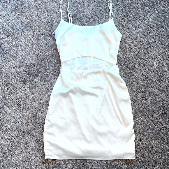 missguided white satin dress Missguided ruched dress in champagne satin